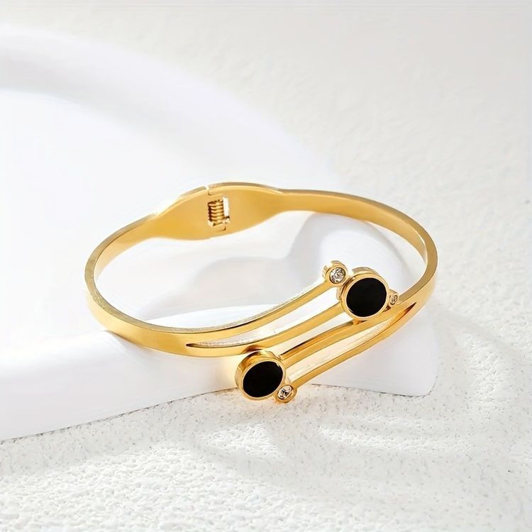 Gold-Tone Bracelet With Black And Clear Stone Accents image 2