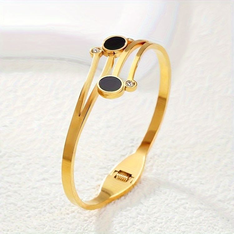 Gold-Tone Bracelet With Black And Clear Stone Accents image 3