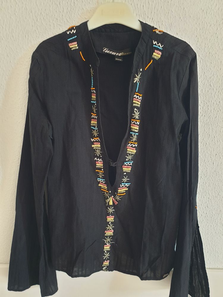 Miss Sixty black embroidered long sleeve shirt image 1