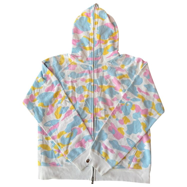 A Bathing Ape Bape Cotton Candy White Full Zip Up Hoodie image 1