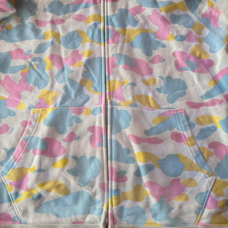 A Bathing Ape Bape Cotton Candy White Full Zip Up Hoodie image 2