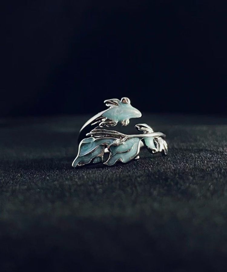 Silver Ring With Fish Design image 1
