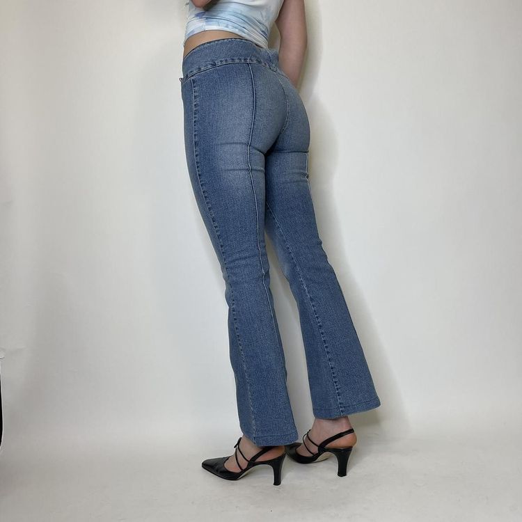 90s 00s low rise stretchy denim jeans with crossed waistband  image 3