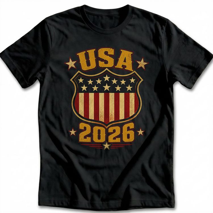 Retro USA Shield 2026 Football T-Shirt AU image 1