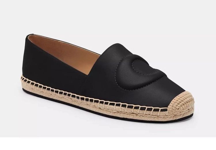 Coach Women Cruz Nappa Leather Black Espadrille Fashion Flat Shoes £225 UK 9 BN image 2