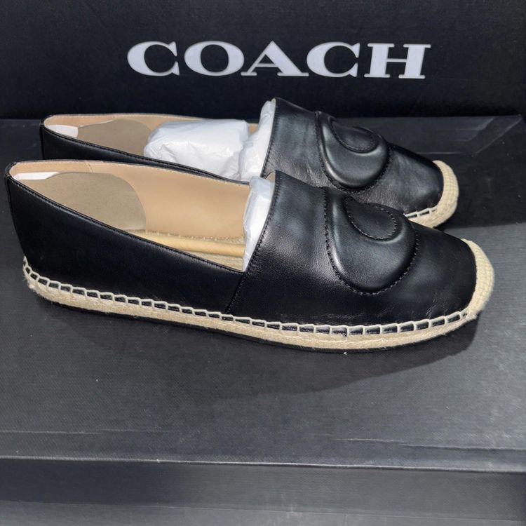 Coach Women Cruz Nappa Leather Black Espadrille Fashion Flat Shoes £225 UK 9 BN image 9