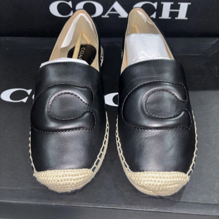 Coach Women Cruz Nappa Leather Black Espadrille Fashion Flat Shoes £225 UK 9 BN image 1