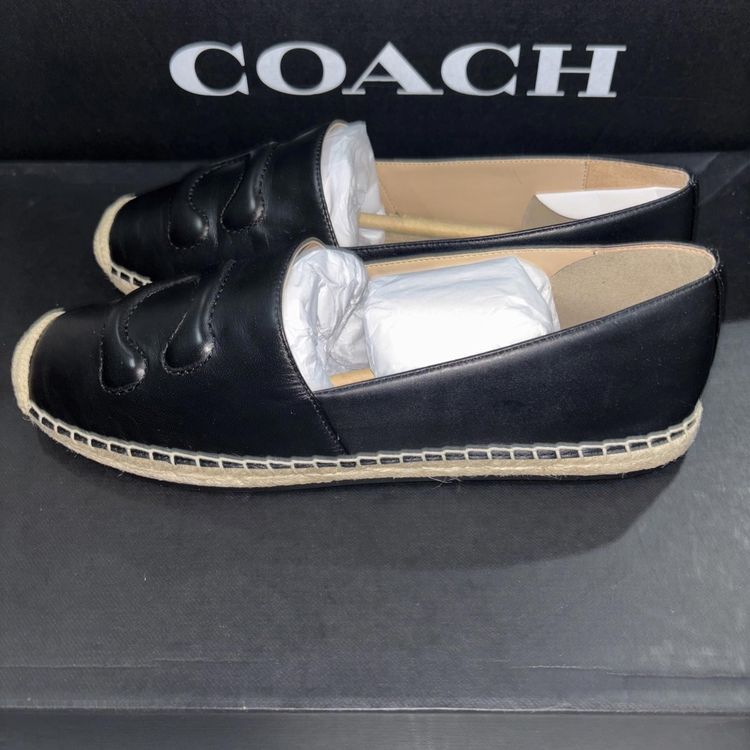 Coach Women Cruz Nappa Leather Black Espadrille Fashion Flat Shoes £225 UK 9 BN image 7
