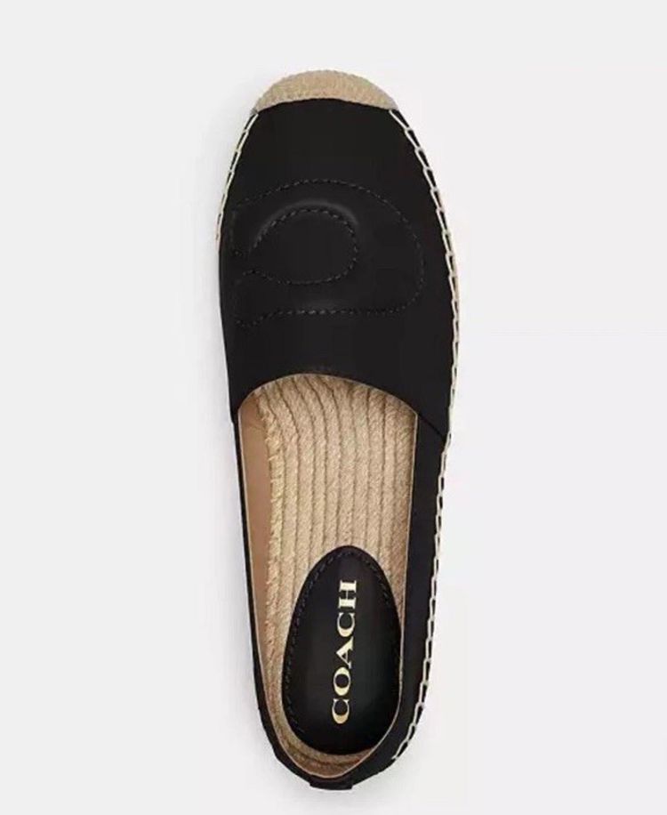 Coach Women Cruz Nappa Leather Black Espadrille Fashion Flat Shoes £225 UK 9 BN image 5