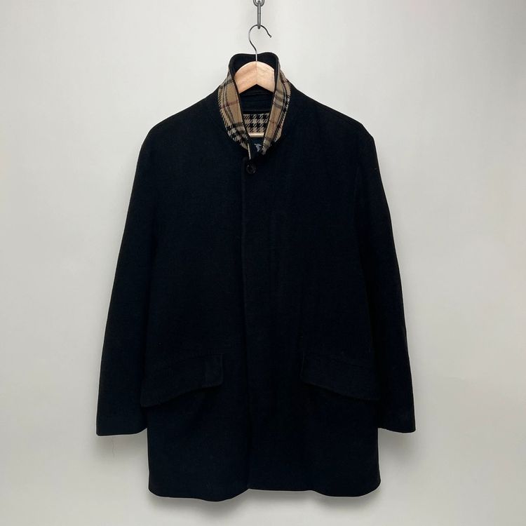Burberry Vintage Black Wool Nova Check Lined Car Coat Jacket image 2