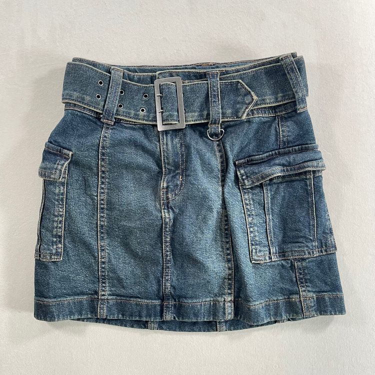 So Denim Skirt With Belt And Cargo Pockets