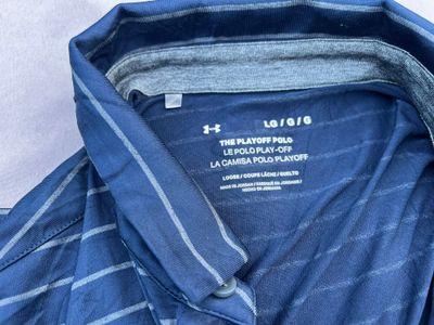 Under Armour Navy & Grey Men's The Playoff Polo Large Loose Fit 2