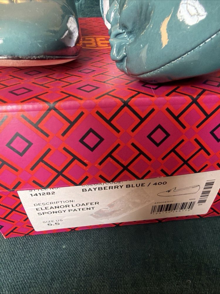 Tory Burch Eleanor Patent Loafers Bayberry Blue Uk 3 BNIB image 9