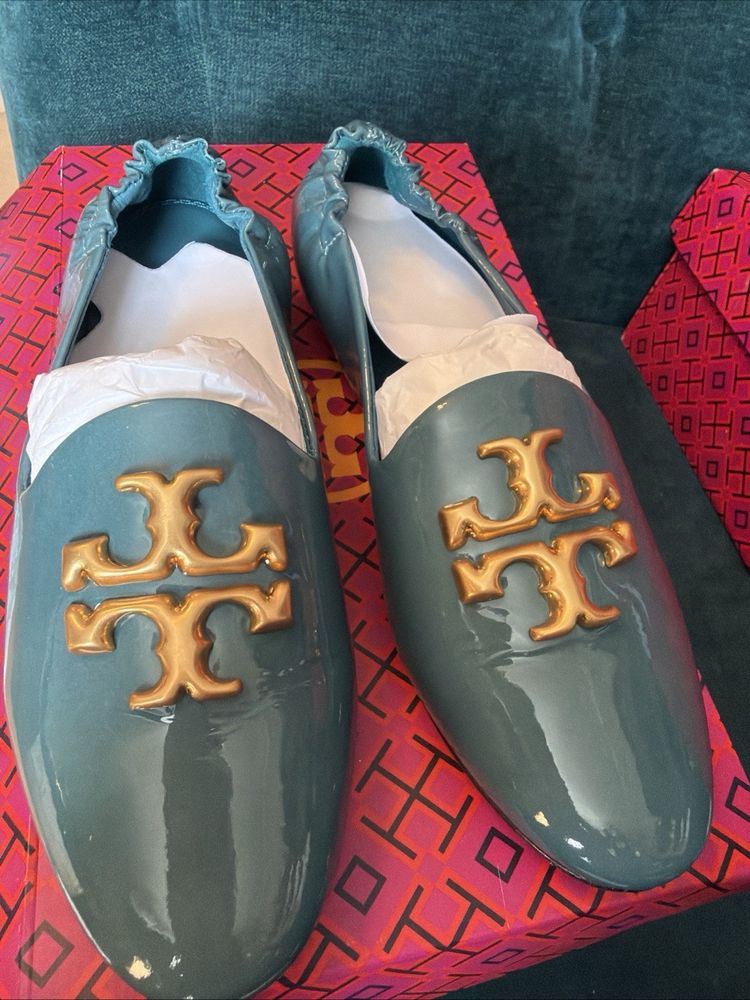 Tory Burch Eleanor Patent Loafers Bayberry Blue Uk 3 BNIB image 6