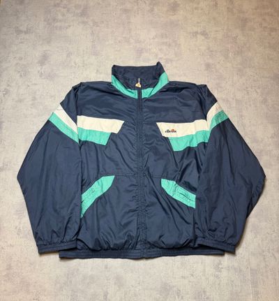Ellesse Navy And Teal Windbreaker Jacket Vintage Retro