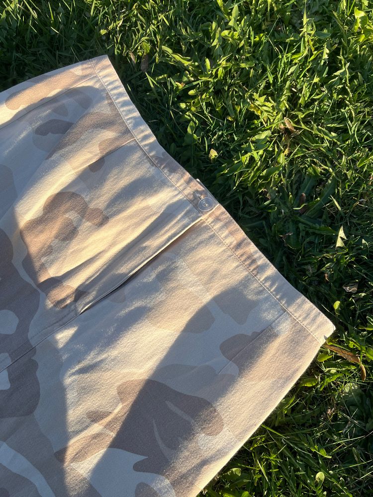 Beige Camouflage Midi Skirt image 2