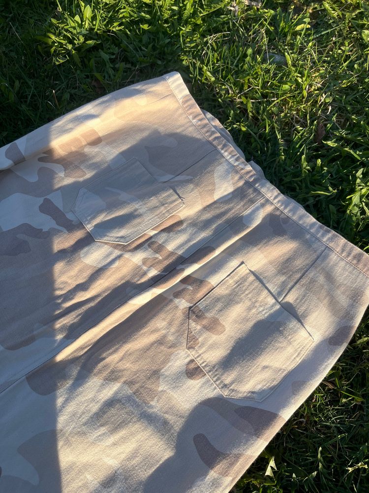 Beige Camouflage Midi Skirt image 5