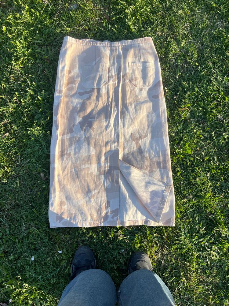 Beige Camouflage Midi Skirt image 4