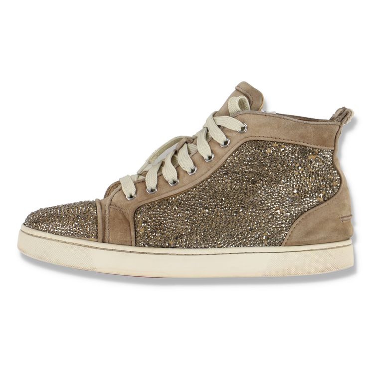 Christian Louboutin Tan Suede Louis Strass Hi-Tops