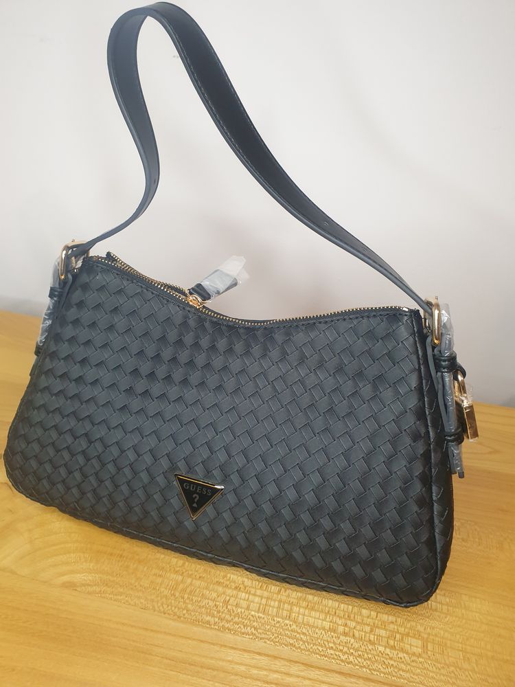 Black Woven Shoulder Bag
