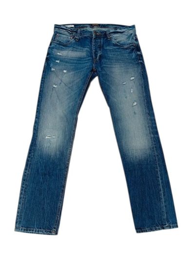 Jack & Jones Jeans Denim Strappati Uomo W33 L32 Taglia M Slim Fit