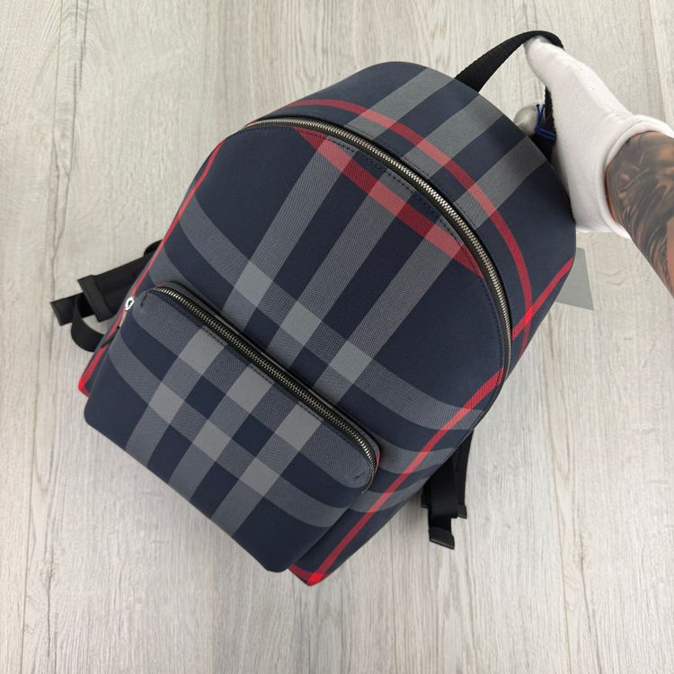 Burberry Men’s Navy Check Print Backpack image 6