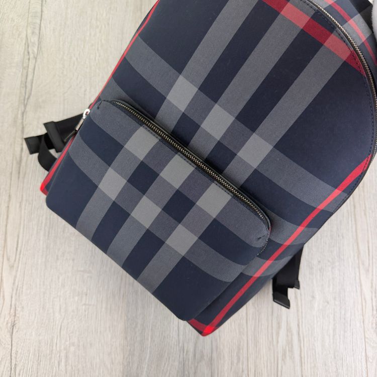 Burberry Men’s Navy Check Print Backpack image 8