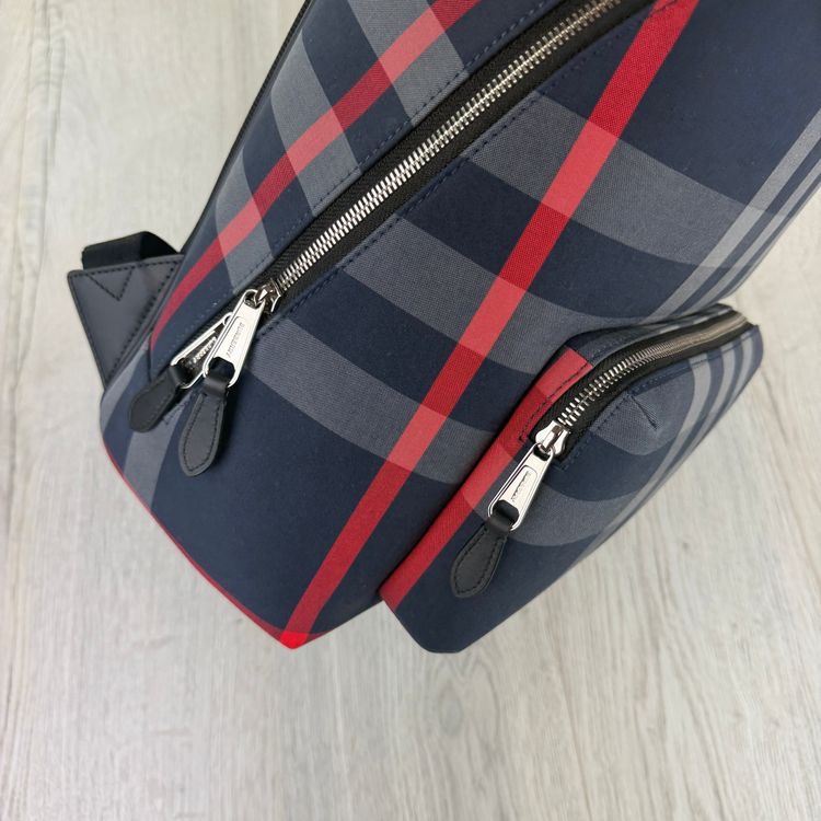 Burberry Men’s Navy Check Print Backpack image 2