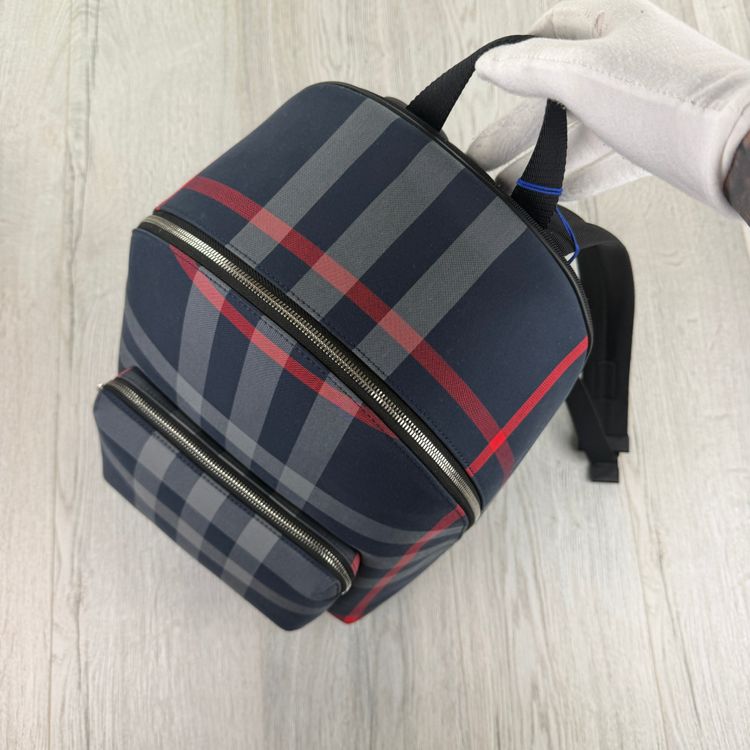 Burberry Men’s Navy Check Print Backpack image 9