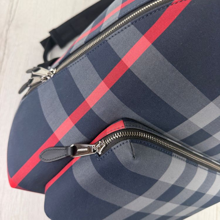 Burberry Men’s Navy Check Print Backpack image 7