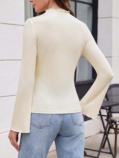 Cream Ribbed Long Sleeve Top 3