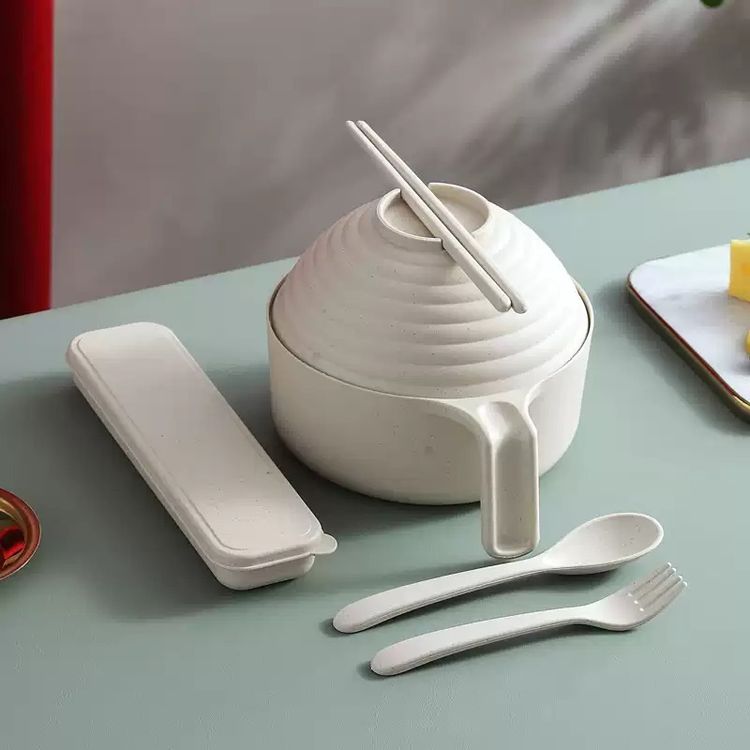 Stackable Lunch Bowl Set With Chopsticks, Spoon, Fork, And Case