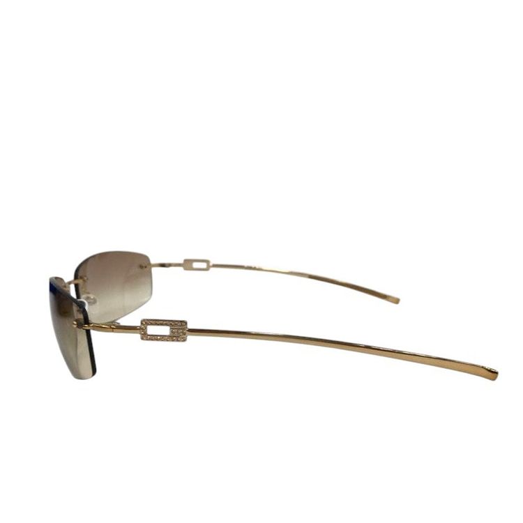 Gucci Gold Brown Tinted Rhinestone Rimless Sunglasses GG 1784 Strass 577YT 6