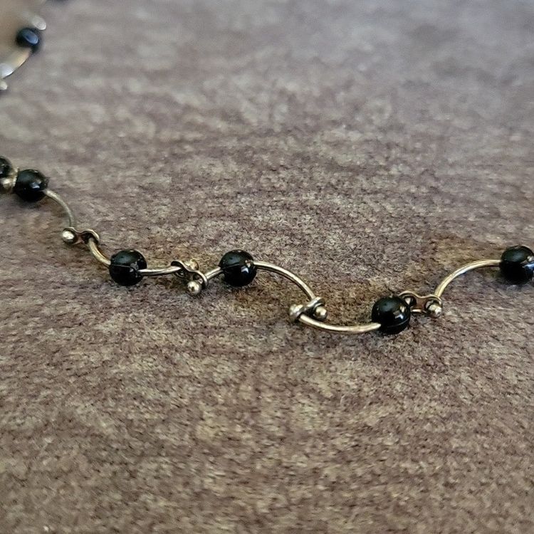 Silver Bracelet With Black Beads image 3