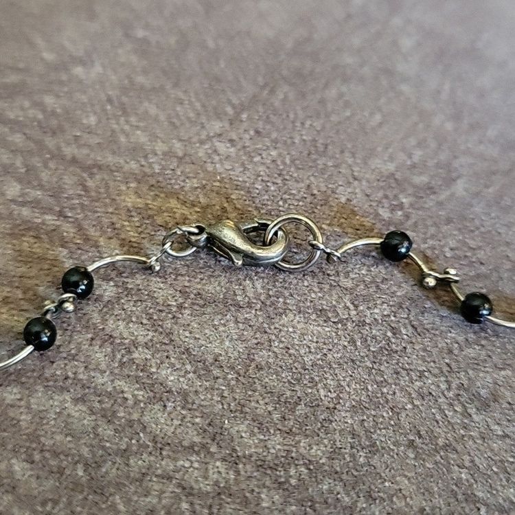 Silver Bracelet With Black Beads