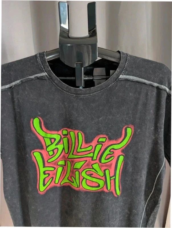 Official Billie Eilish Acid Wash Graphic T Shirt Neon Green Black M 10 12 image 5