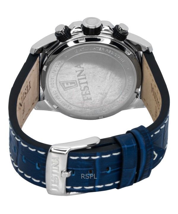 Festina Timeless Chronograph Leather Strap Blue Dial Quartz F20692-2 100M Men's Watch 5