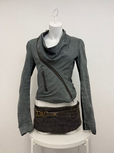 Allsaints Leather Asymmetrical Jacket (UK10)