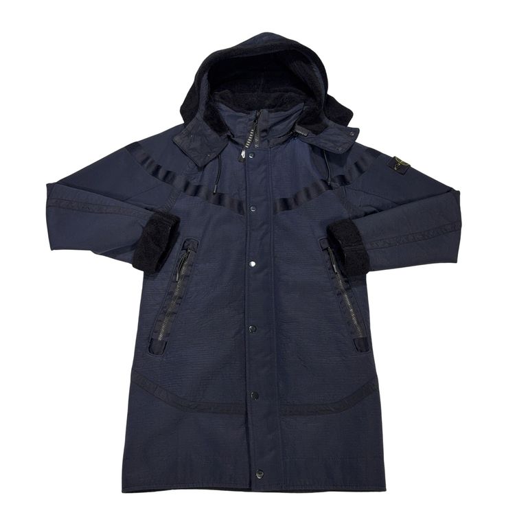Nike X Stone Island Jacquard Grid On Wool Fur Navy Jacket image 1