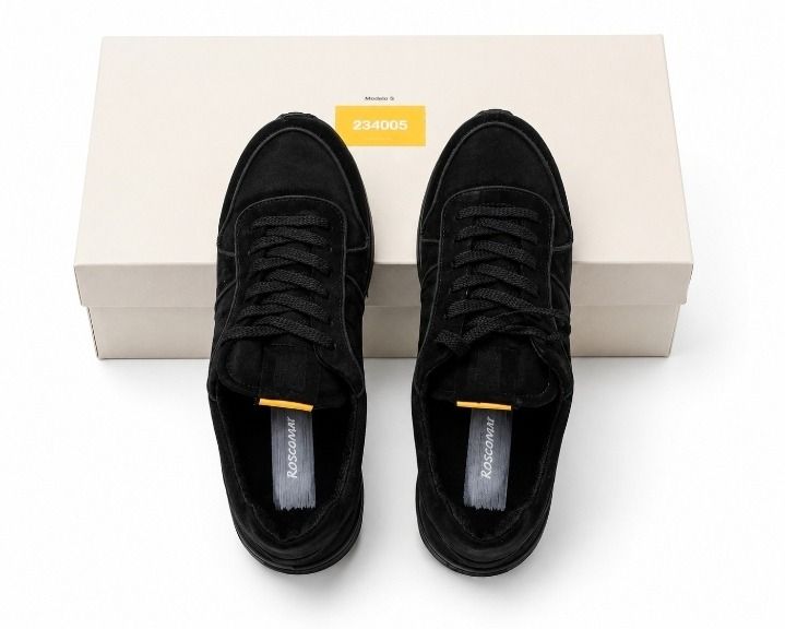 Roscomar Black Suede Trainers BNIB EU 40 UK 6/ 6.5 Unisex Eco Sneakers