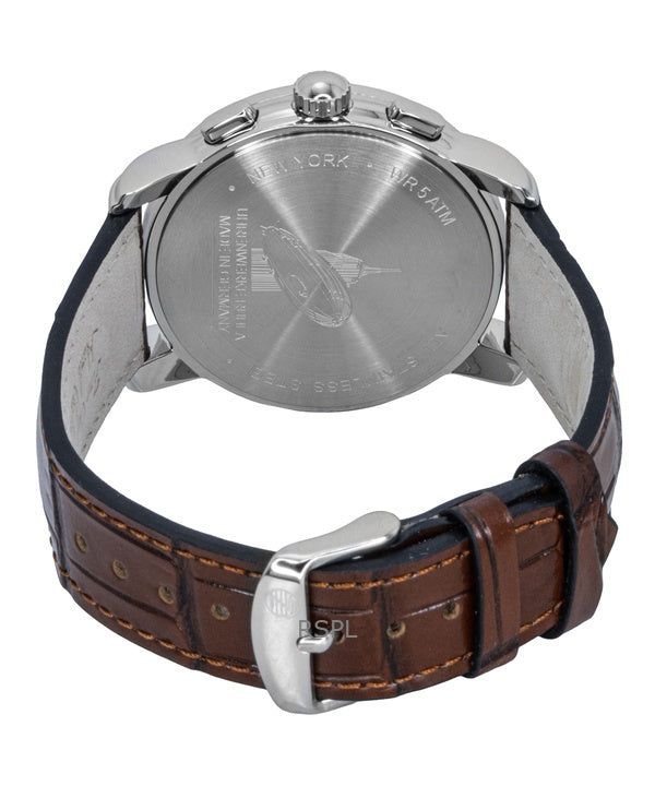 Zeppelin New York Chronograph Leather Strap White Dial Quartz 88784 Men's Watch image 4