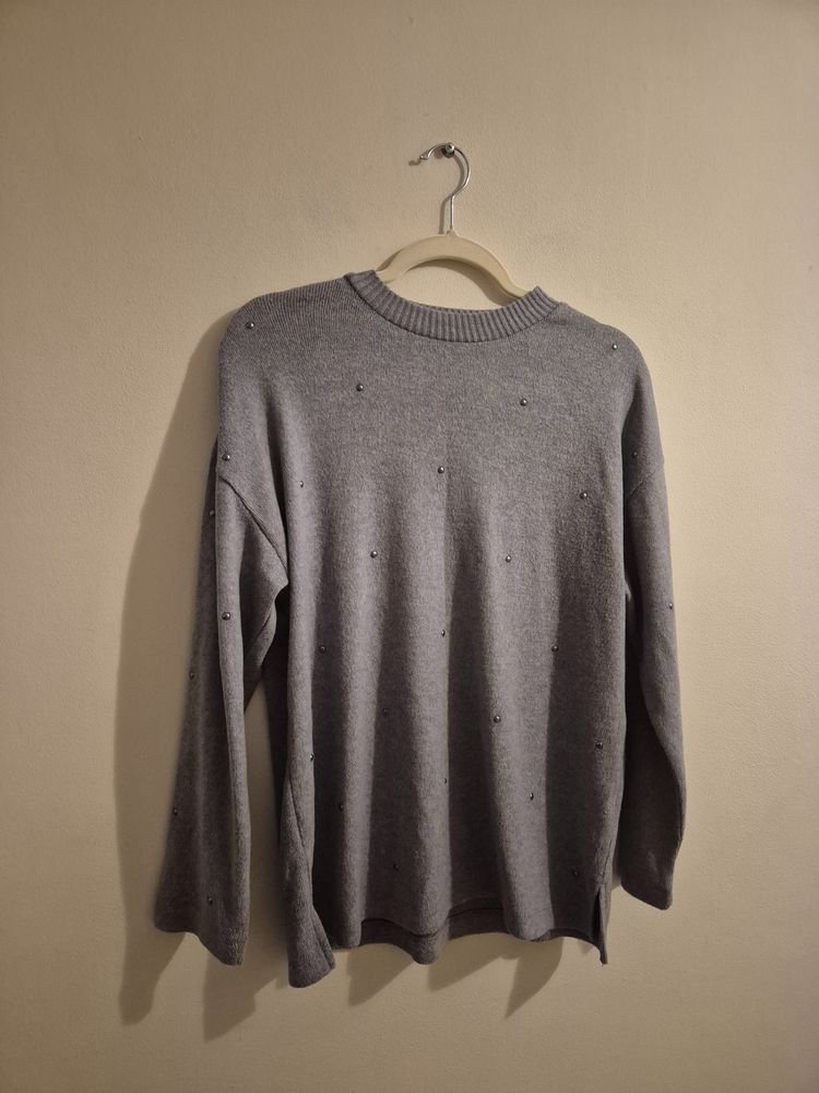 F&F F&F Grey Sweater With Pearl Embellishments product image