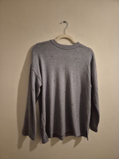 F&F Grey Sweater With Pearl Embellishments