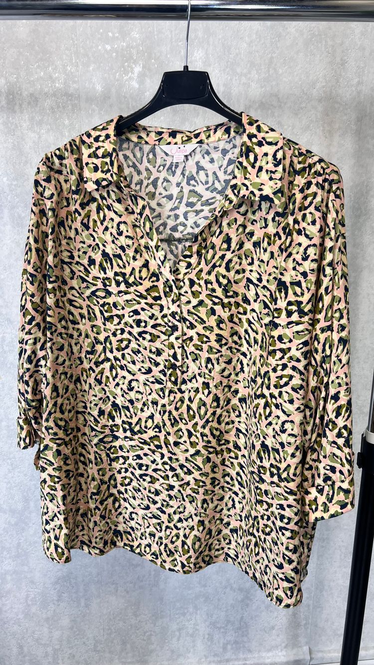 Koszula w panterkę rękaw 3/4 rozmiar 52 plus size
