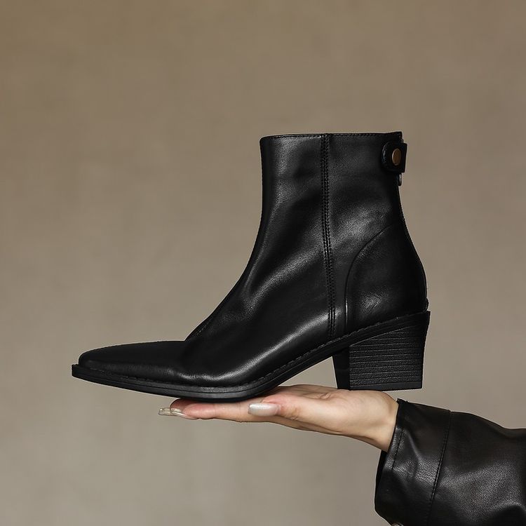 Black Leather Ankle Boots image 1
