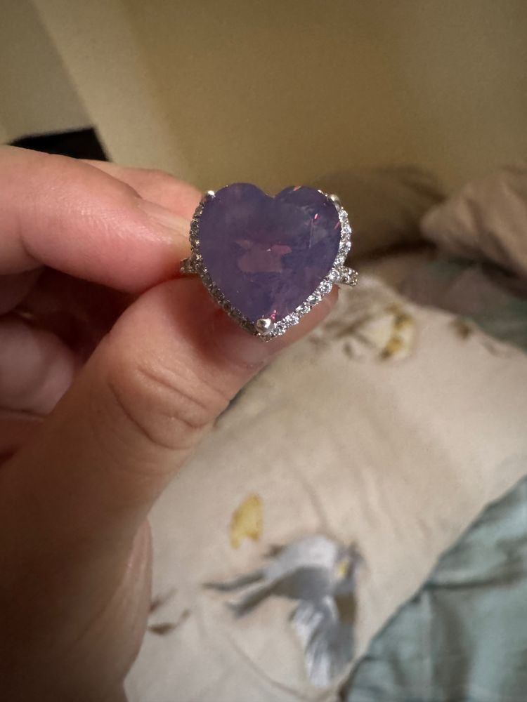 Other lavender amethyst Heart-Shaped Purple Gemstone Ring With Silver Band product image