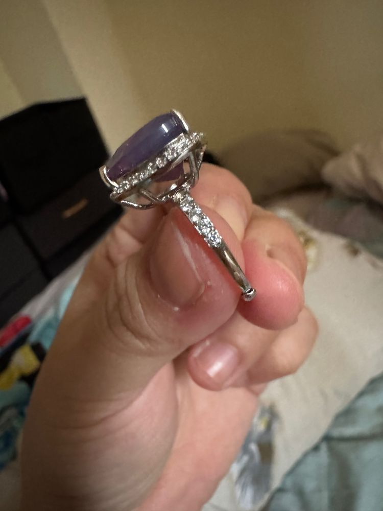lavender amethyst Heart-Shaped Purple Gemstone Ring With Silver Band 2