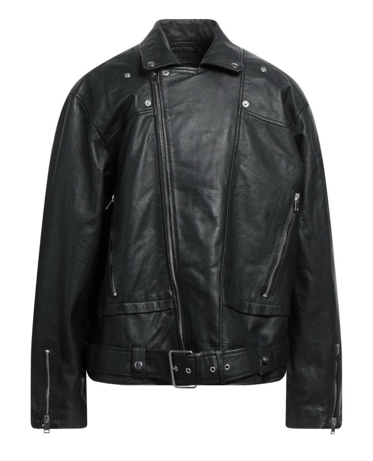 RRP £405 BOLONGARO TREVOR BIKER LEATHER JACKET Black Size M Oversized BNWT