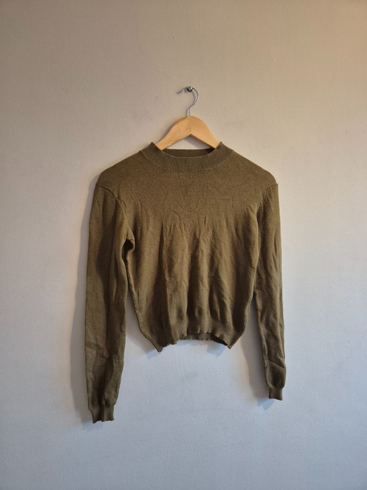 Olive Pull & Bear Olive Green Long Sleeve Sweater product image