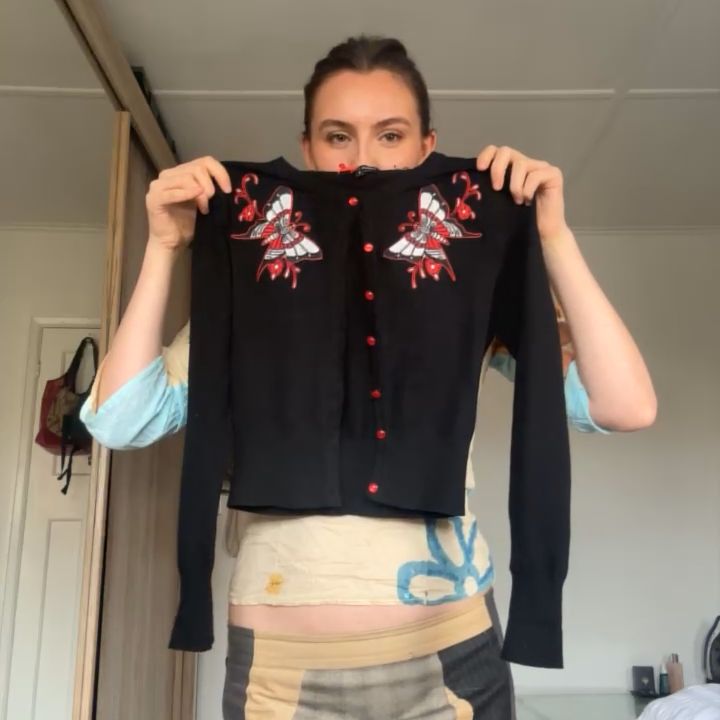 Other Cropped Cardigan with Butterfly Applique Patches product image